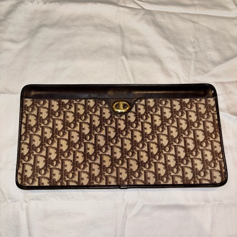 Vintage Christian Dior Trotter Monogram Clutch | Brown Canvas & Leather | France